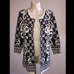 Black and cream wool cardigan sweater